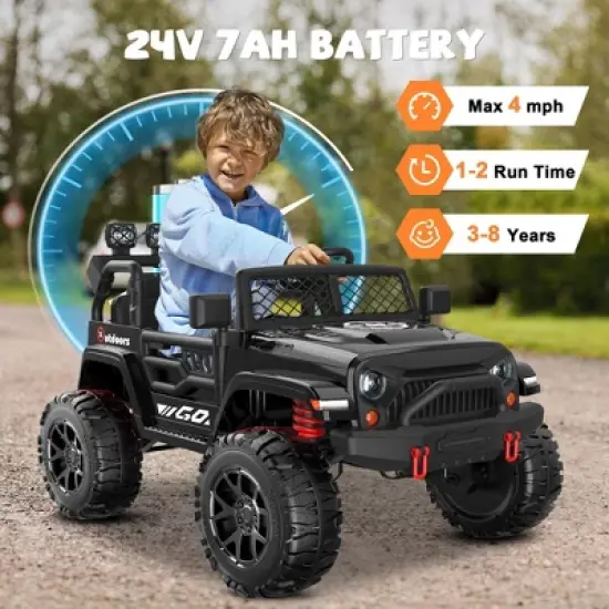 ANPABO 24 V 4WD Truck Two Seater With Parent Remote Control And Bluetooth Music Player 3-8 Years Old image {11}