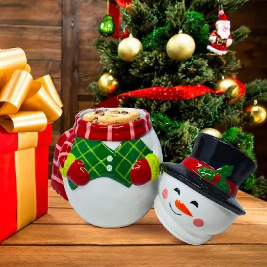 KOVOT Festive Ceramic Snowman Cookie Jar - Perfect for Christmas Cookies, Candy, and Holiday Treats image {3}