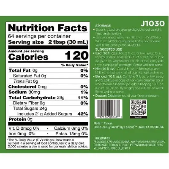 Tea Zone Kiwi Fruit Syrup 64 Oz. image {4}