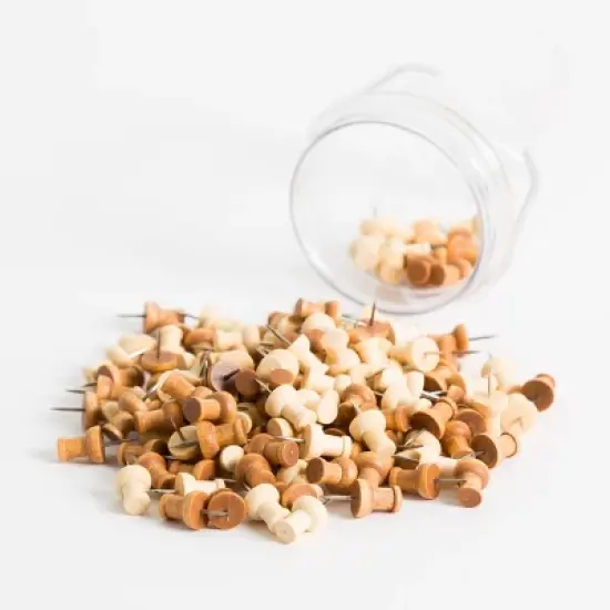 U Brands 150ct Wooden Push Pins with Jar image {2}