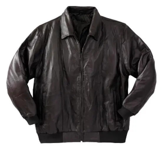 KingSize Men's Big & Tall Embossed Leather Bomber Jacket image {3}