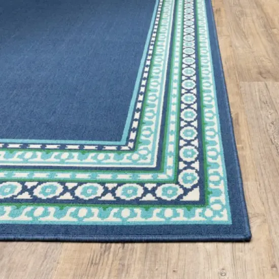 Marlowe Border Patio Rug Navy/Green image {2}