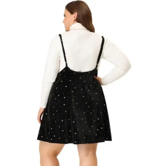 Agnes Orinda Women's Plus Size Velvet High-Rise Star Versatile Flared Skater Skirt image {3}