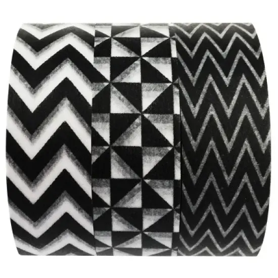 Wrapables Black & White Japanese Washi Masking Tape (Set of 3) image {3}