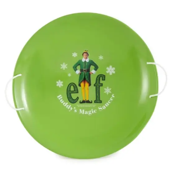 Slippery Racer SR745BDY ProDisc 26 Inch Heavy Duty Aluminum Buddy the Elf Kids Saucer Snow Sled with Dual Riveted Soft Grip Rope Handles, Green image {1}