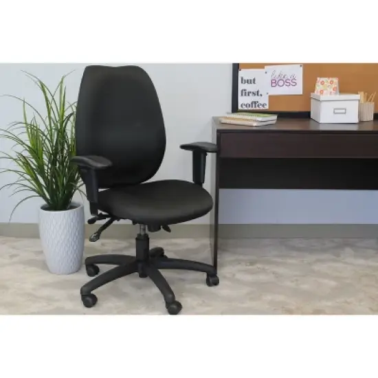 High Back Task Chair with Seat Slider Black - Boss Office Products image {1}