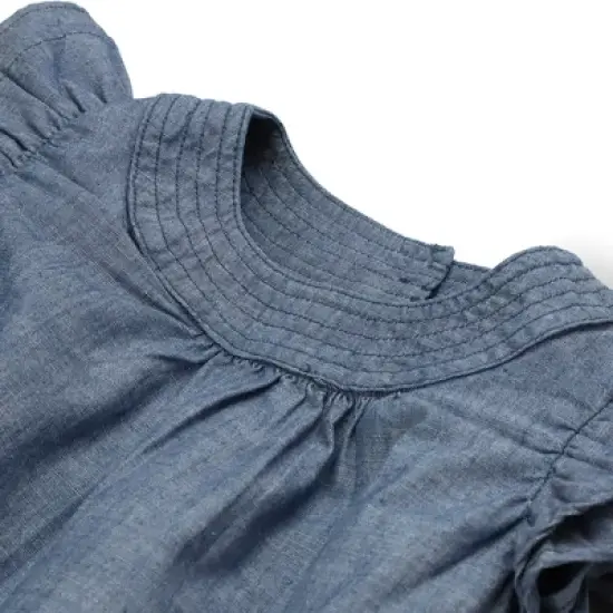 Hope & Henry Girls' Flutter Sleeve Chambray Top, Infant image {1}