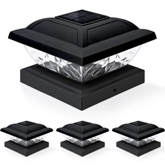 4 Pack Black Low Voltage Solar Powered Integrated LED Fence Post Cap Light 3.5 In. X 3.5 In image {6}