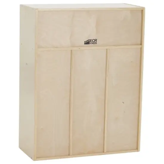 ECR4Kids Streamline 3-Section Toddler Coat Locker, Kids Furniture, Natural image {9}