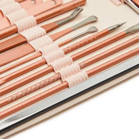 Okuna Outpost Okuna Outpost Pink Manicure Pedicure Kit, 23-in-1 Nail Clipper Set for Women (Includes Travel Case) image {5}