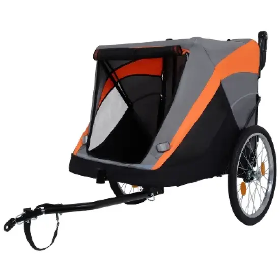 2-in-1 Bike Trailer & Push Cart for Pets - Detachable Bike Hitch & Push Handle Included&pound;&not;Dual Cup Pockets and Storage Bag, Holds Pets Up to 100 lbs image {9}