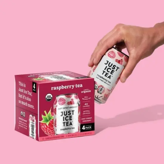 JUST ICE TEA Raspberry Black Tea - 4pk/12 fl oz Cans image {5}