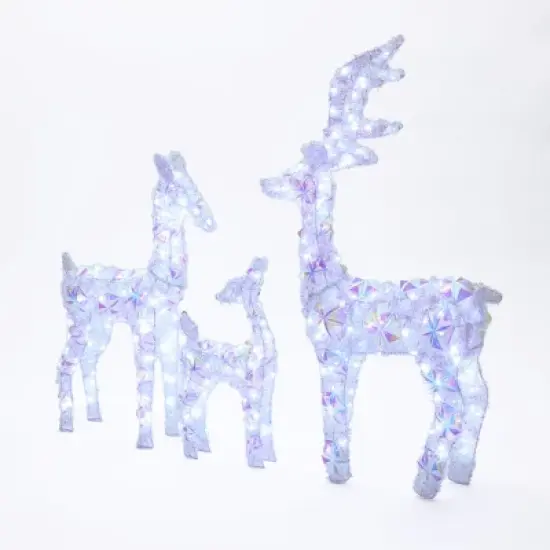 LuxenHome 3-Piece Multi-Color Snowflake Deer Family Outdoor Holiday Decoration with 340 Lights White, Multi image {7}