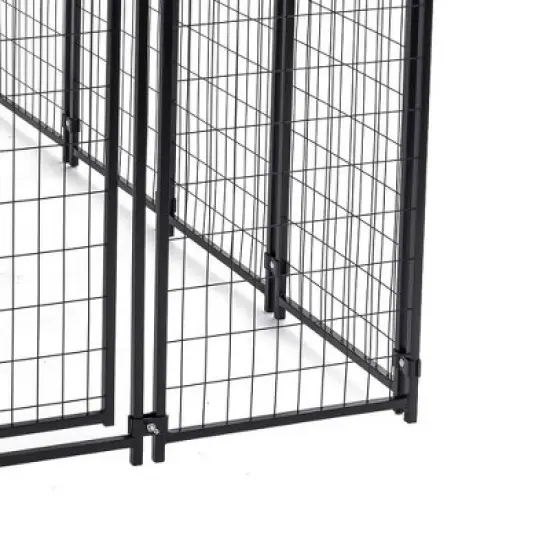 Lucky Dog 8ft x 4ft x 6ft Large Outdoor Dog Kennel Playpen Crate with Heavy Duty Welded Wire Frame and Waterproof Canopy Cover, Black (4 Pack) image {4}
