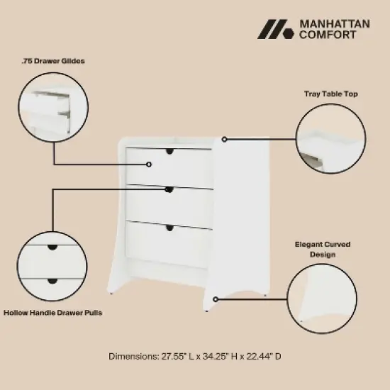 Manhattan Comfort 2pc Coney Dresser and Nightstand Bedroom Set image {7}