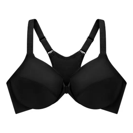 Glamorise Womens Front-Closure Smoothing WonderWire Underwire Bra 1247 Black image {3}