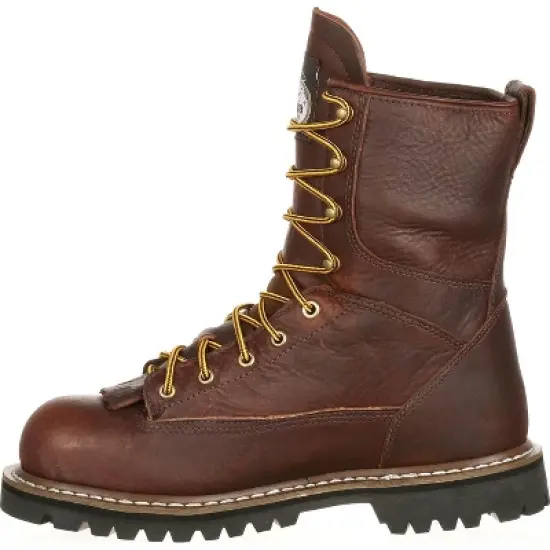 Men's Brown Georgia Boot Steel Toe Waterproof Lace-To-Toe Work Boot Size 9.5(Wide) image {4}