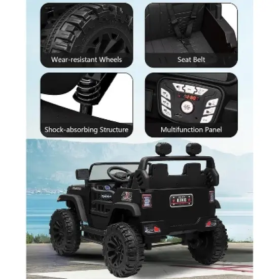 2-Seat Kids Ride-On Car, 4-Wheel 24V Electric Vehicle with Remote Control, Bluetooth, Music, 3 Speeds, 2x200W Powerful Motors image {6}