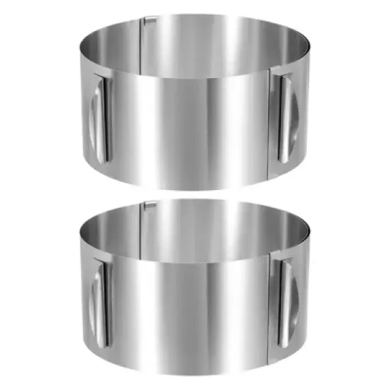 Unique Bargains Stainless Steel Round Adjustable Nonstick Cake Ring 2 Pcs image {11}