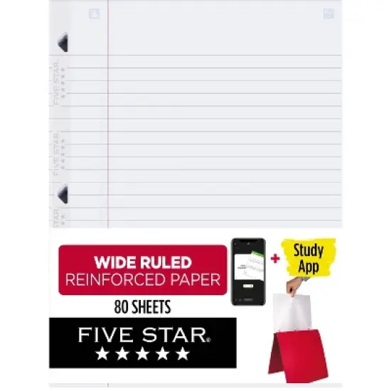 Five Star 80ct Wide Ruled Reinforced Filler Paper image {7}