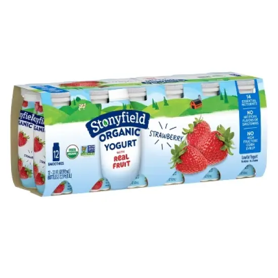 Stonyfield Organic Kids' Strawberry Yogurt Smoothies - 12pk/3.1 fl oz Bottles image {5}