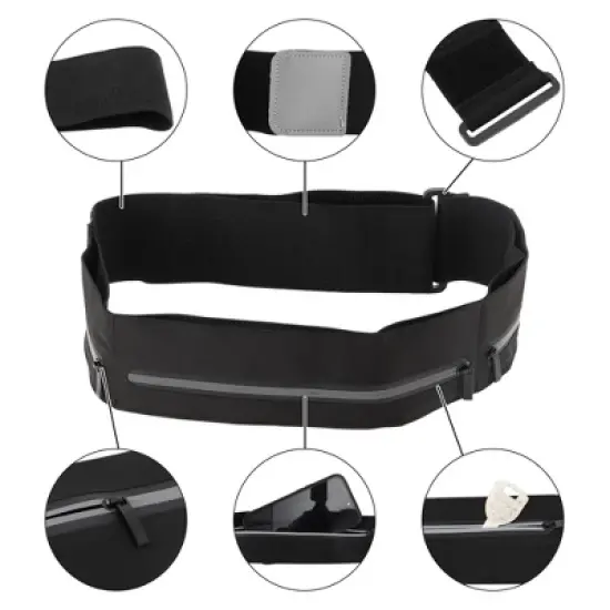 Unique Bargains Waist Pack Bag for Running Large Black 1 Pc image {1}