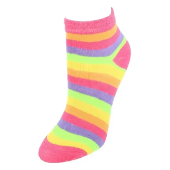 CTM Women's Multi-Color Striped Low Cut Socks (6 Pack) image {2}