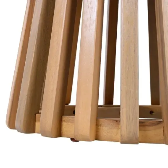 Outdoor Acacia Wood Side Table,Round Rustic Sofa or Entryway Table with Slatted Base,Wooden Console Table for Patio or Balcony-Maison Boucle image {6}