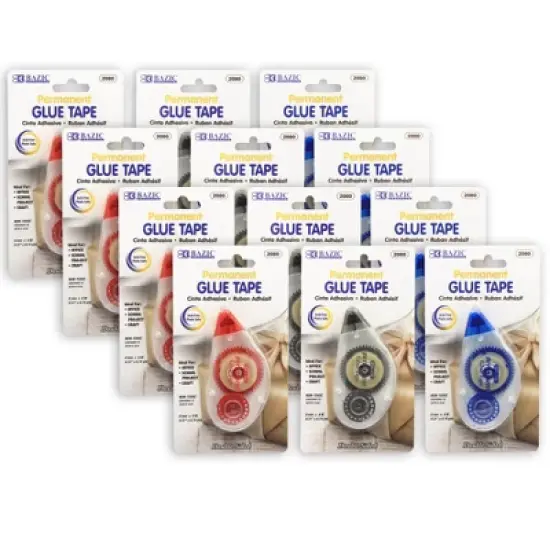 BAZIC Products&reg; Permanent Glue Tape, 8mm x 8m, Pack of 12 image {3}