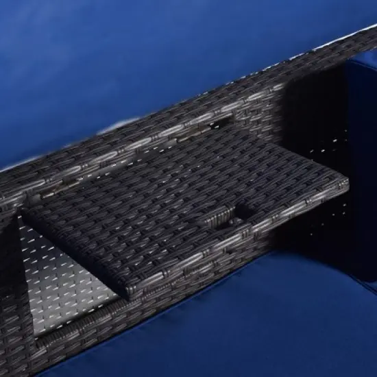 Outdoor Patio Rectangle Daybed with Retractable Canopy, Wicker Furniture Sectional Seating with Washable Cushions, Backyard, Porch image {12}