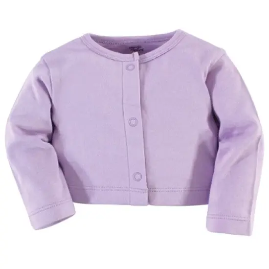 Touched by Nature Baby and Toddler Girl Organic Cotton Dress and Cardigan 2pc Set, Purple Garden image {3}