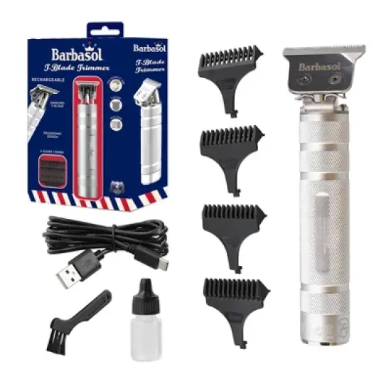 Barbasol Rechargeable Zero-Gapped Hanging T-Blade Trimmer with 3 Guide Combs - 7ct image {10}