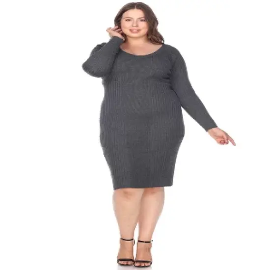 Women's Plus Size Long Sleeve Destiny Sweater Dress - White Mark image {7}
