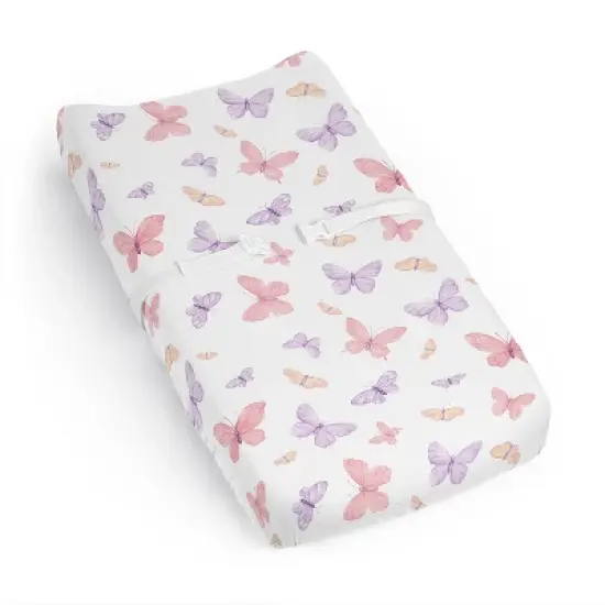 Sweet Jojo Designs Girl Changing Pad Sheet Butterfly Pink and Purple image {6}