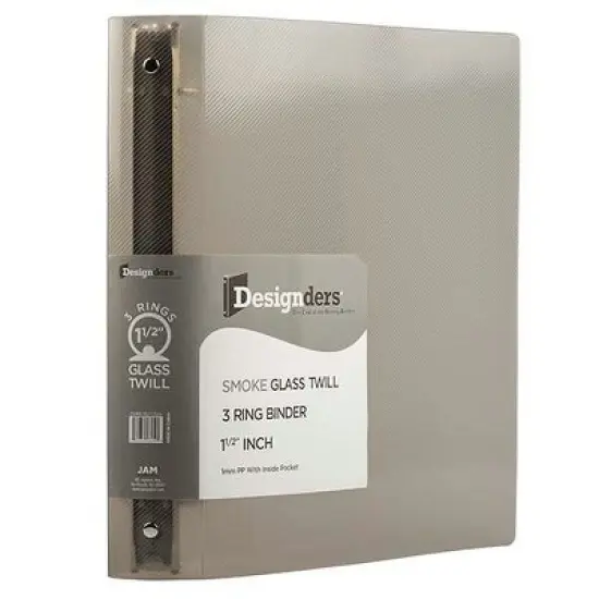 JAM PAPER Plastic 1.5 inch Binder - Smoke Grey 3 Ring Binder - Sold Individually image {1}