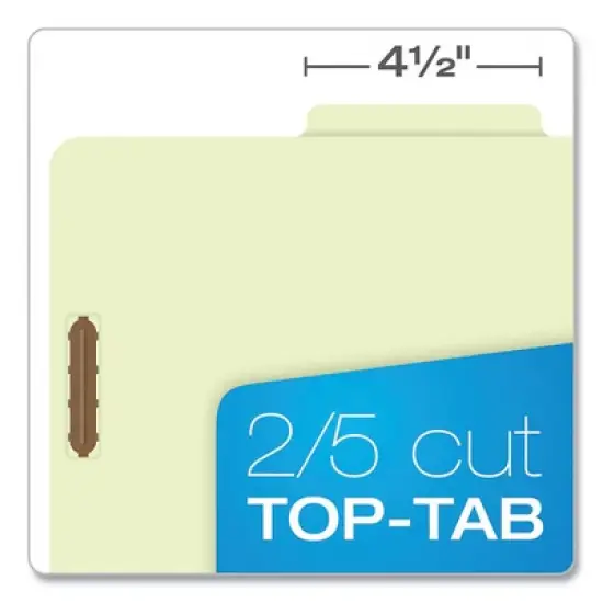 Pendaflex Six-Section Pressboard Classification Folders, 2" Expansion, 2 Dividers, 6 Fasteners, Letter Size, Green Exterior, 10/Box image {4}