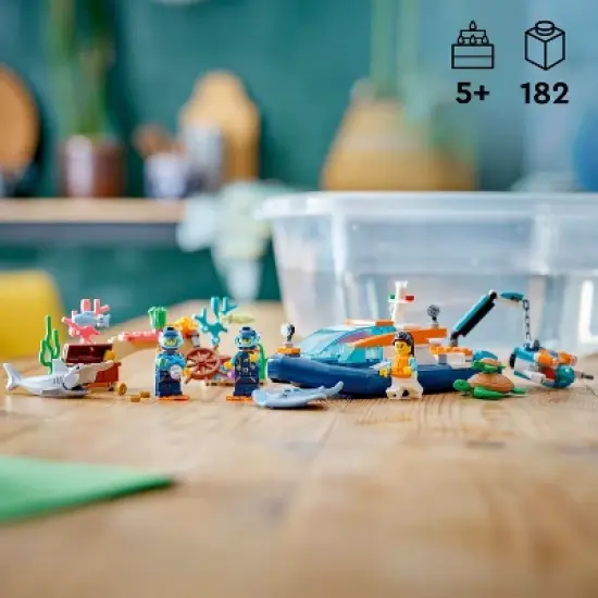 LEGO City Explorer Diving Boat Ocean Building Toy Set 60377 image {1}