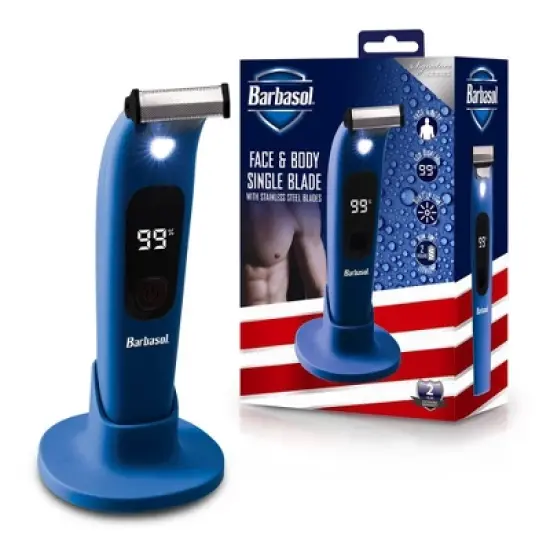 Barbasol LCD Display Rechargeable Face and Body Single Blade with Built-In Light Trimmer image {6}