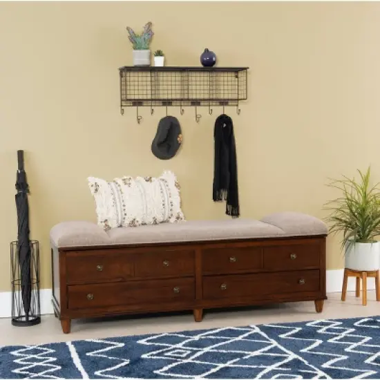 Mason Upholstered Storage Entryway Bench Chestnut - Powell Company image {9}