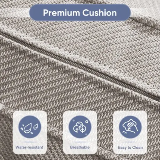 POCASSY Black Wicker Patio Furniture Set Outdoor Swivel Rocker Patio Glider Chairs Set of 2 with Side Table for Porch Balcony in Beige Cushion image {9}