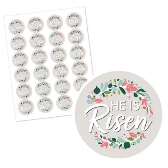 Big Dot of Happiness Religious Easter - Christian Holiday Party Circle Sticker Labels - 24 Count image {1}