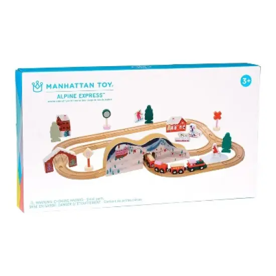Manhattan Toy Alpine Express 49-Piece Wooden Toy Train Set with Scenic Accessories for Toddlers 3 Years and Up image {5}