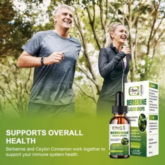 Alliwise (2 Pack) Berberine Liquid Drops Support Immune, Digestion System & Heart Health, 4 Fl Oz (Apple) image {2}