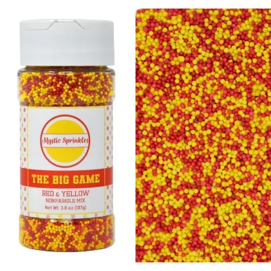 Mystic Sprinkles The Big Game: Red & Yellow Nonpareils Mix 3.8oz Bottle image {5}