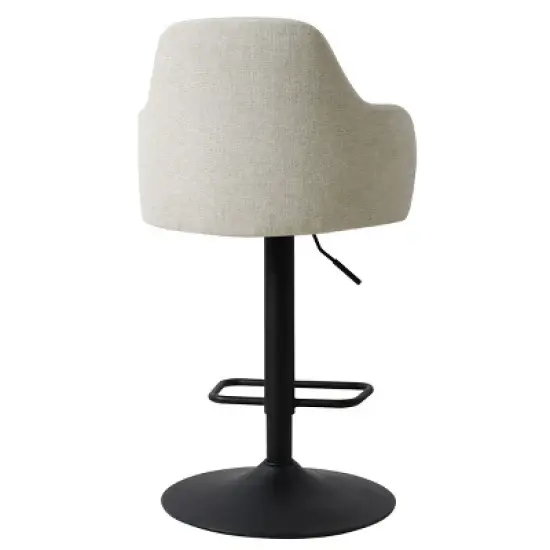 26"-34.5" Mars Armrest Upholstered 360&deg; Swivel Counter Height Stool Combine With Black Legs (Set Of 2) -The Pop Maison image {3}