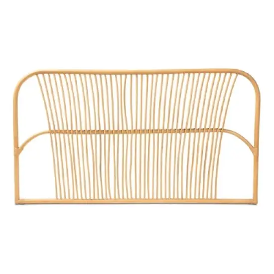 bali & pari Queen Laina Rattan Wall Mount Headboard Natural/Brown: No Assembly, Non-Upholstered, All Ages image {2}