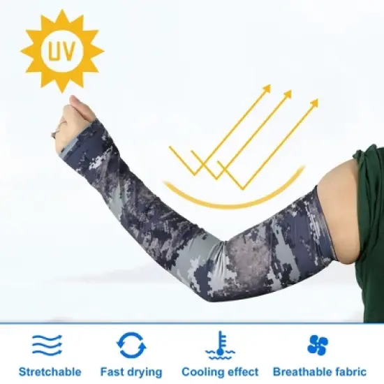 Unique Bargains Basketball Sports Camouflage Cooling Arm Elbow Compression Sleeve Army Green 1 Pair image {2}