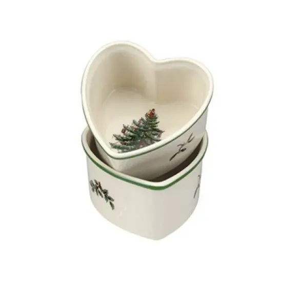 Spode Christmas Tree 3.5" Heart Ramekins Set of 2 - Oven Safe Porcelain Ramekin Dishes for Souffl&eacute;, Cr&egrave;me Br&ucirc;l&eacute;e, Custard- Microwave & Dishwasher Safe image {7}