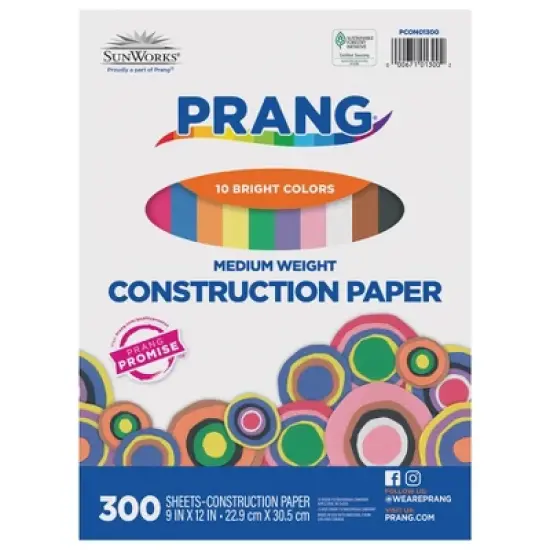 Prang&reg; Construction Paper, 10 Assorted Colors, 9" x 12", 300 Sheets Per Pack, 2 Packs image {1}