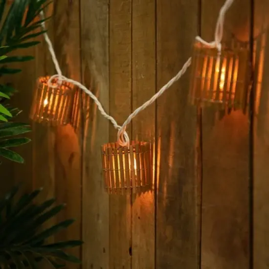 Northlight Tropical Bamboo Indoor Outdoor Patio String Light Set - 7.25' White Wire - 10ct image {3}